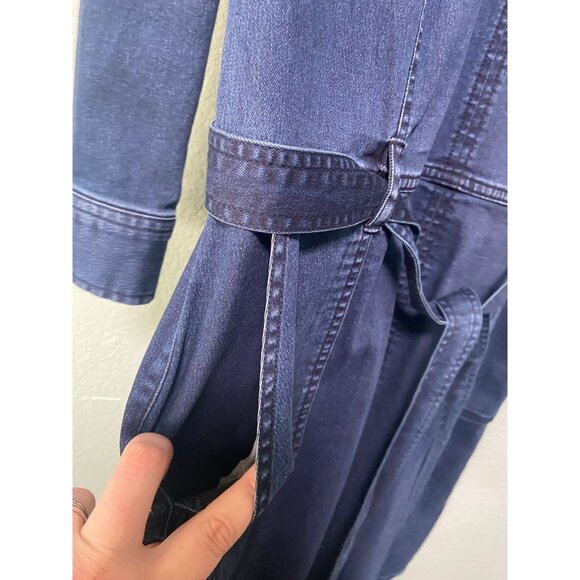 Liz Claiborne Women's Dark Wash‎ Denim Long Sleeve Dress with Tie Size 10 - Picture 5 of 9